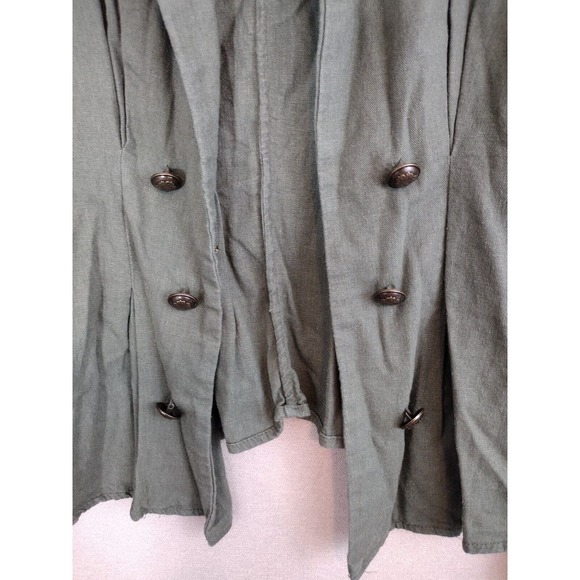 Free People Jacket Womens XS Linen Blend Olive Military Blazer Double Breasted - Picture 5 of 9